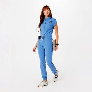 FIGS Rafaela Cargo Scrub Jumpsuit - Ceil Blue XS (Like New!)